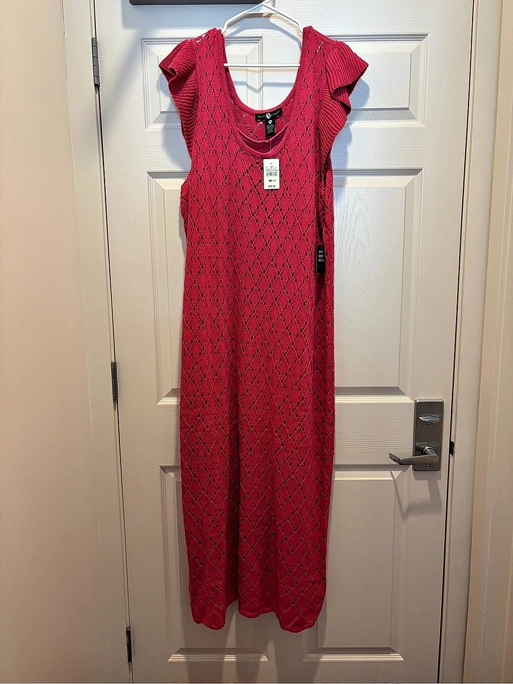 Ashley Stewart Pink Openwork Maxi Dress Size 26/28 NWT